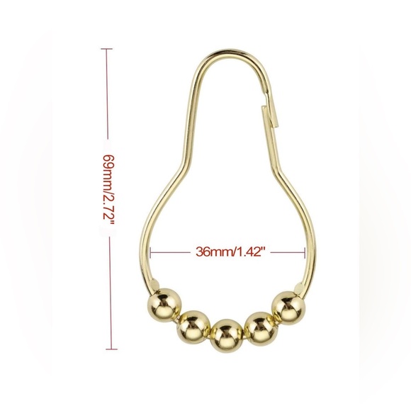 Amazer Shower Curtain Hooks, 12 Count, Stainless Steel, Polished Golden - Picture 4 of 8